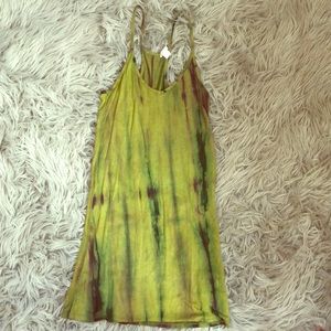 Green Xhilaration Long Tiedye tank
